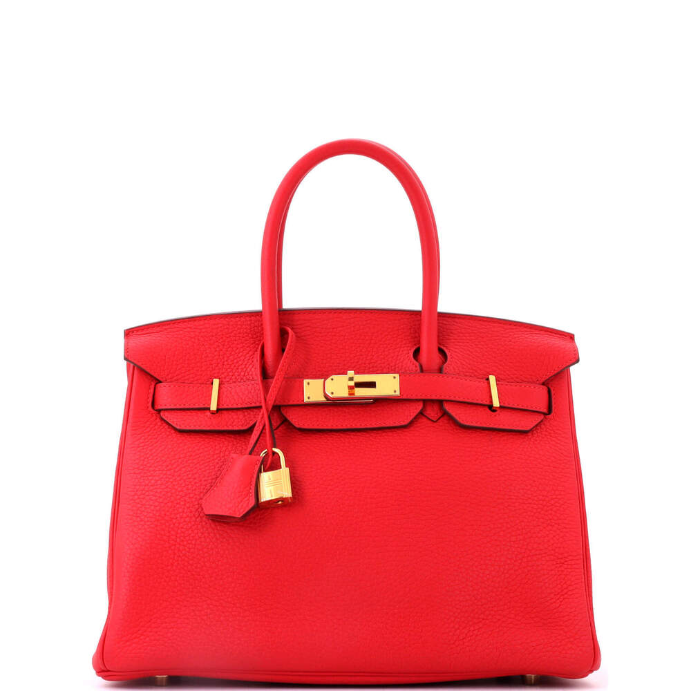 Hermes Birkin 30 Red Clemence with Gold Hardware